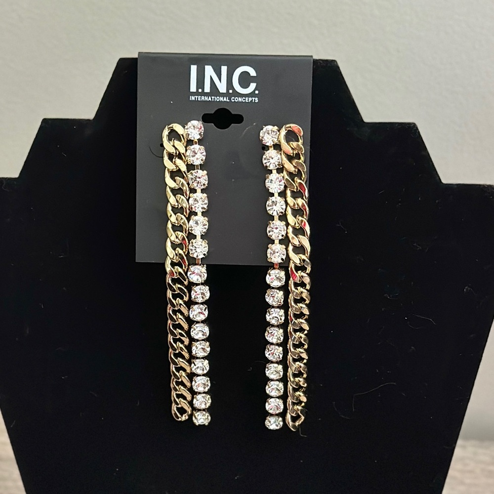 I.N.C - Women’s Crystal & Chain Statement Earrings